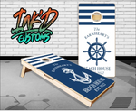 Anchor Ship Wheel Beach House Cornhole Boards