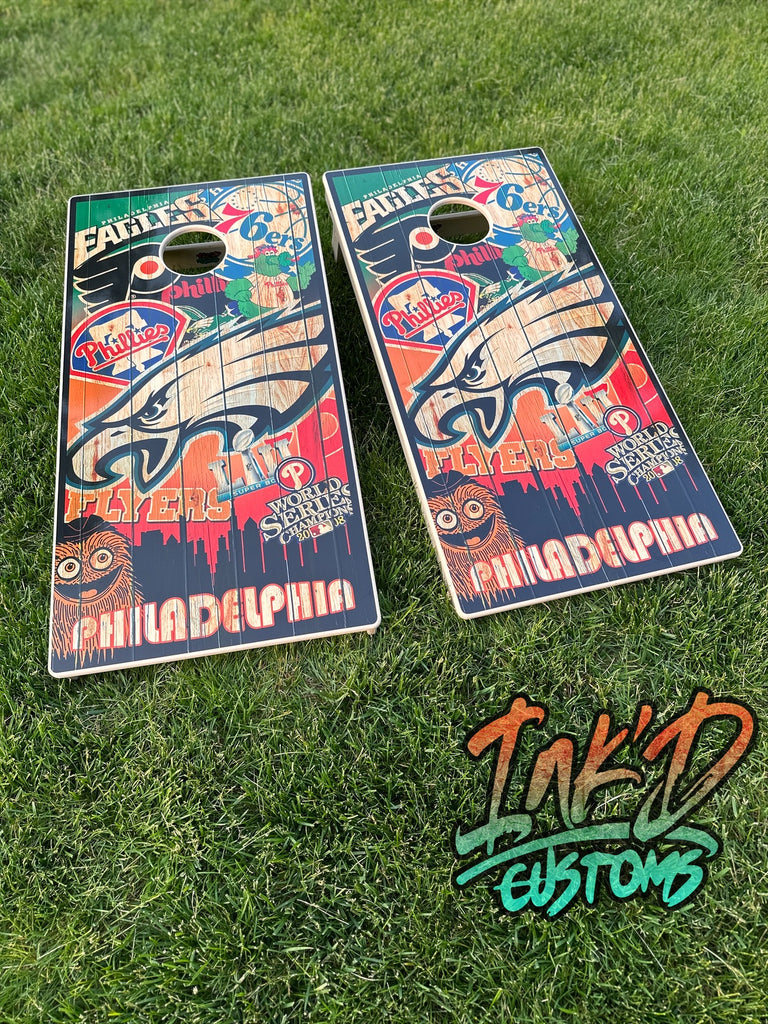 Philadelphia Sports Teams Cornhole Wraps