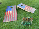 Barn Wood Flag Cornhole Board Set