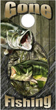 Bass Fish Gone Fishing Camo Cornhole Boards