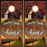 Rustic Wood Country Roads Cornhole Boards