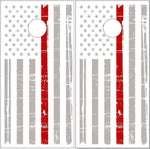 Gray Distressed Thin Red Line Flag Cornhole Boards