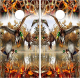 Mallard Duck Buck Blaze Camo Cornhole Boards