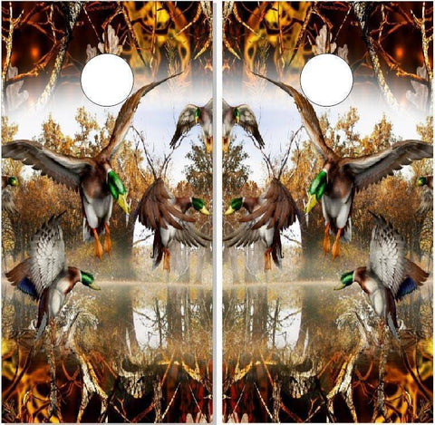 Mallard Duck Skull Blaze Cornhole Boards