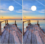 Beach Pier Sunset Cornhole Boards