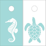 Beach Turtle Seahorse Cornhole Boards