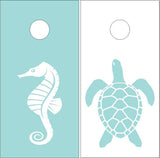 Beach Turtle Seahorse Cornhole Boards