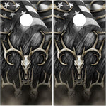 American Buck Deer Skull Flag Flag Cornhole Boards