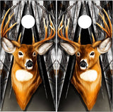 Deer Buck Head Camo Spikes Cornhole Boards