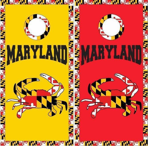 Maryland Flag Crab Colors Block Letters Cornhole Boards