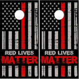 Firefighter Red lives Matter Flag Cornhole Boards