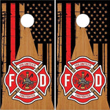 Volunteer Firefighter Flag Wood Cornhole Boards