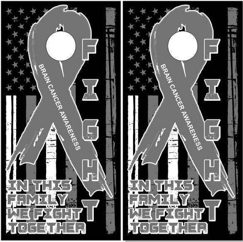 Brain Cancer Awareness Flag Ribbon Cornhole Boards