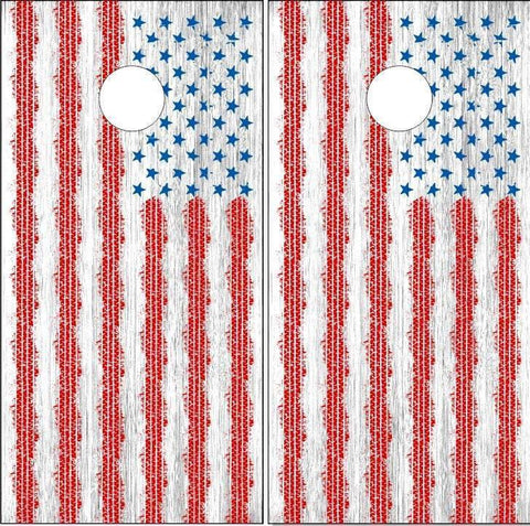 American Flag White Wash Wood Cornhole Boards