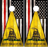 Dont Tread On Me Red Line Flag Wood Cornhole Boards