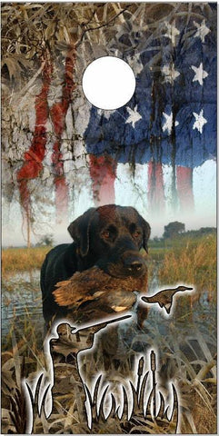 American Flag Duck Hunting Camo Cornhole Boards