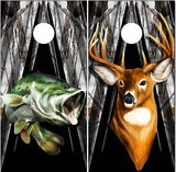 Bass Buck Camo Spikes Cornhole Boards