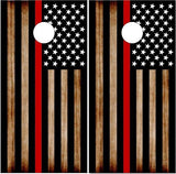 Burnt Wood Thin Red Line Cornhole Boards