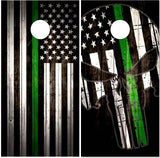 Green Line Punisher Skull Wood Cornhole Boards