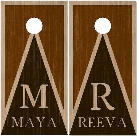 Wedding Wood Stained Wood Cornhole Boards