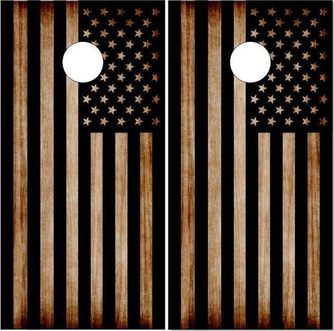 Burnt Wood Flag Cornhole Boards