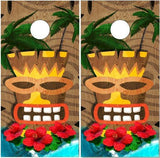 Hawaiian Tiki Man Cornhole Boards