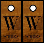 Last Name Burl Wood Cornhole Boards