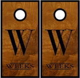 Last Name Burl Wood Cornhole Boards