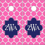 Pink Monogram Letter Cornhole Boards