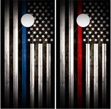 Thin Red Blue Line Wood Cornhole Boards