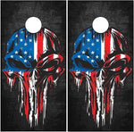 American Flag Punisher Skull Cornhole Boards