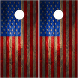 American Flag Barn Wood Dark Cornhole Boards