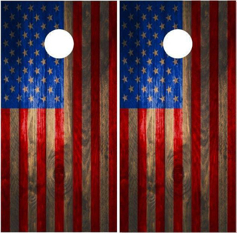 American Flag Barn Wood Dark Cornhole Boards