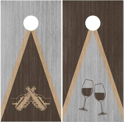 Beer and Wine Stained Wood Cornhole Boards