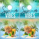 Summer Vibes Beach Scene Cornhole Boards