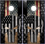 Wicked Wire First Responders Skull Thin Grey Line Cornhole Boards