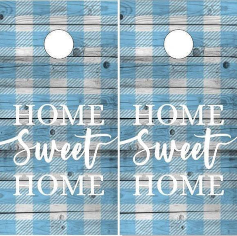 Home Sweet Home Plaid wood Cornhole Boards