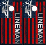 Lineman Line Flag Cornhole Boards