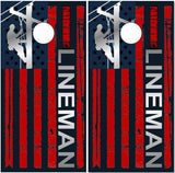 Lineman Line Flag Cornhole Boards