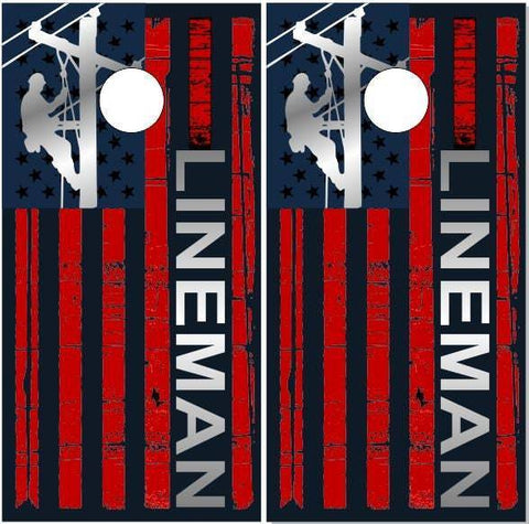 Lineman Line Flag Cornhole Boards