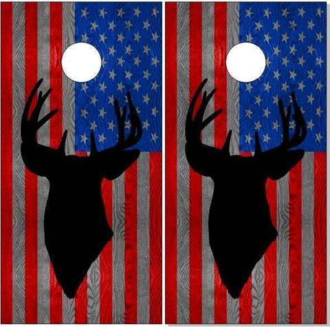 American Flag Buck Cornhole Boards