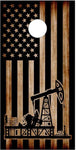 American Flag Burnt Oil Rig Cornhole Boards