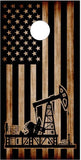 American Flag Burnt Oil Rig Cornhole Boards