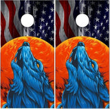 Wolf American Flag Howl Cornhole Boards