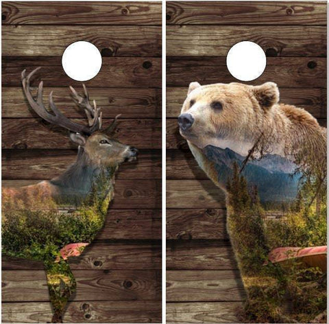 Bear Elk Wilderness Woods Cornhole Boards