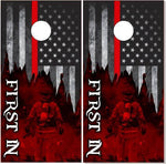 Firefighter Red Line Flag Cornhole Boards