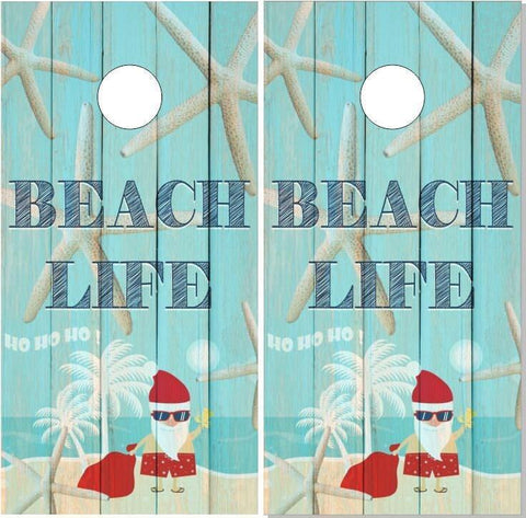 Beach Star Fish Santa Cornhole Boards