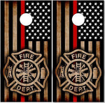 Thin Red Line Burnt Wood Cornhole Boards