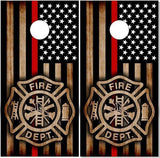 Thin Red Line Burnt Wood Cornhole Boards