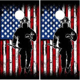 American Firefighter Flag Run Cornhole Boards